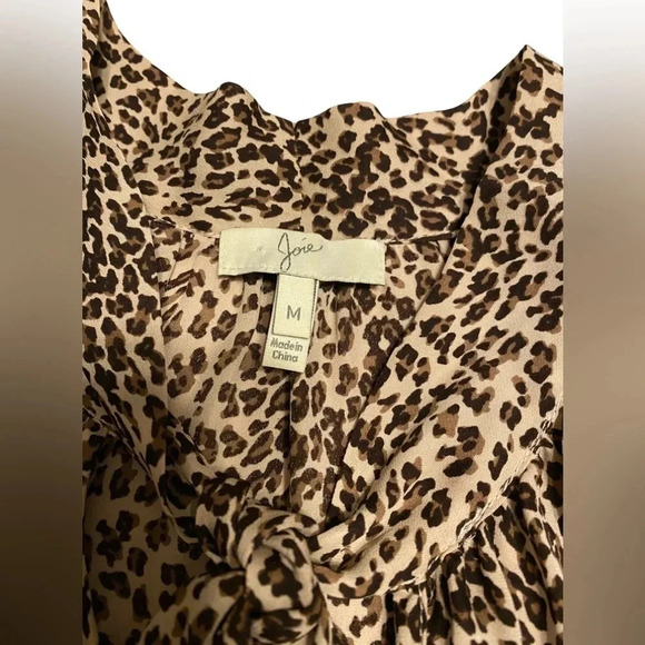 Joie Silk Animal Print Shirt Sleeve Blouse - Picture 8 of 11